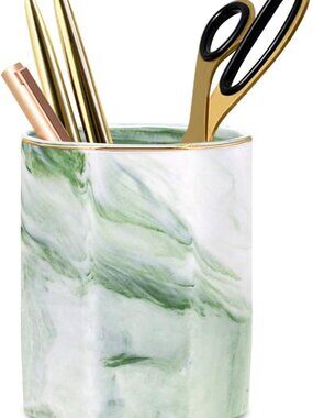 Cute Pencil Stand Marble Decorative Makeup Brush Holder Cup